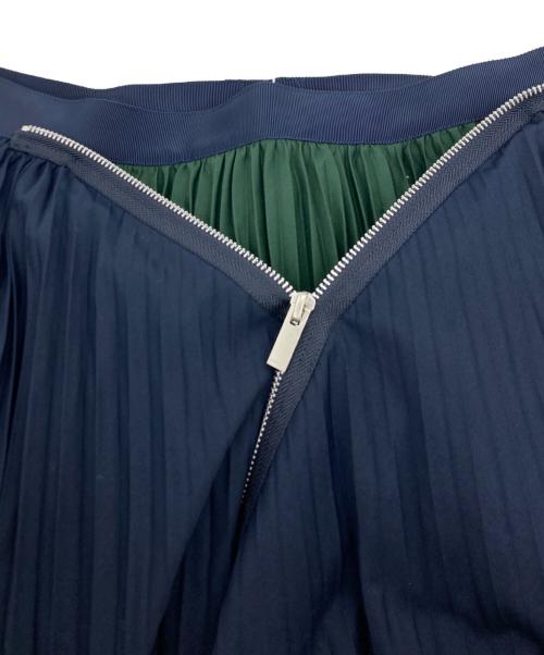 sacai（サカイ）sacai (サカイ) Cotton Poplin Zipper Pleated Skirt ネイビー サイズ:SIZE 2の古着・服飾アイテム