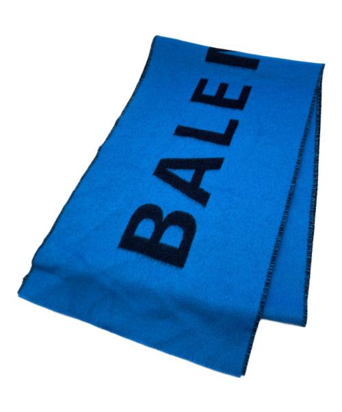 BALENCIAGA（バレンシアガ）BALENCIAGA (バレンシアガ) LOGO JACQUARD WOOL SCARF ブルー×ブラックの古着・服飾アイテム