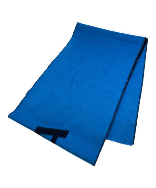 BALENCIAGA（バレンシアガ）BALENCIAGA (バレンシアガ) LOGO JACQUARD WOOL SCARF ブルー×ブラックの古着・服飾アイテム