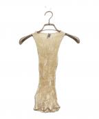 azurアズール）の古着「Plisse Satin Silk Tank Top」｜アイボリー