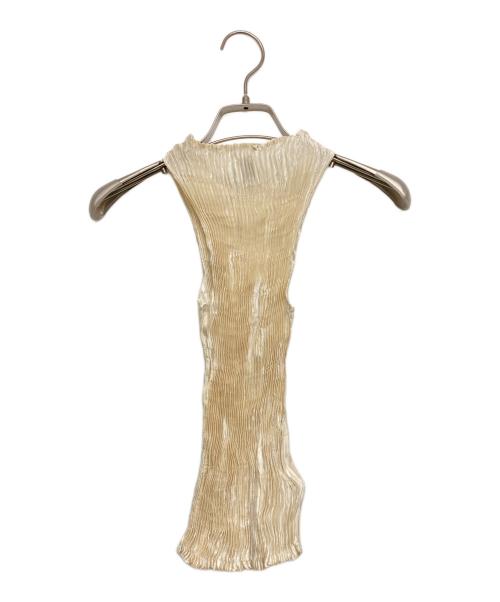 azur（アズール）azur (アズール) Plisse Satin Silk Tank Top アイボリー サイズ:SIZE 0の古着・服飾アイテム