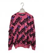 Hysteric Glamourヒステリックグラマー）の古着「ロゴジャガードニット」｜ピンク