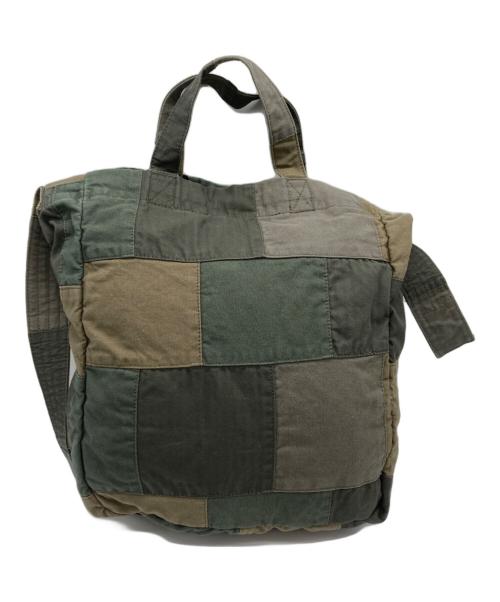 POLO RALPH LAUREN（ポロ・ラルフローレン）POLO RALPH LAUREN (ポロ・ラルフローレン) パッチワーク キャンバス ショッパートート カーキの古着・服飾アイテム