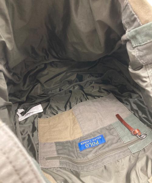 POLO RALPH LAUREN（ポロ・ラルフローレン）POLO RALPH LAUREN (ポロ・ラルフローレン) パッチワーク キャンバス ショッパートート カーキの古着・服飾アイテム