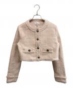 darichダーリッチ）の古着「コンパクトフリンジツイードジャケット」｜ピンク