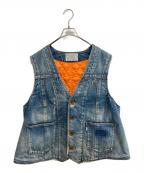 KOLORカラー）の古着「ビッグシルエットキルテッドデニムベスト」｜インディゴ
