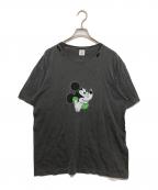 6(ROKU) BEAUTY&YOUTHロク ビューティーアンドユース）の古着「ミッキー ダメージ加工 Tシャツ」｜ブラック