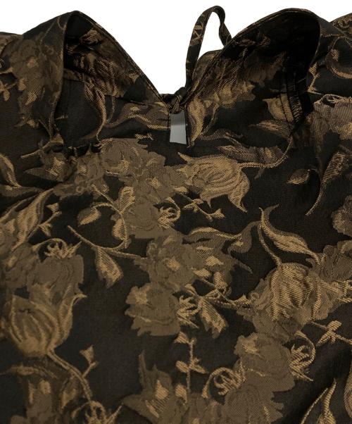 acka（エーシーケーエー）acka (エーシーケーエー) jacquard volume dress ベージュ×ブラック サイズ:SIZE 1の古着・服飾アイテム