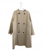 GALERIE VIEギャルリーヴィー）の古着「ウールダブルフェイス ダブルブレストノーカラーコート」｜ベージュ