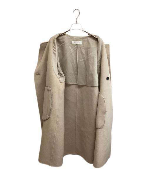 GALERIE VIE（ギャルリーヴィー）GALERIE VIE (ギャルリーヴィー) ウールダブルフェイス ダブルブレストノーカラーコート ベージュ サイズ:SIZE36の古着・服飾アイテム