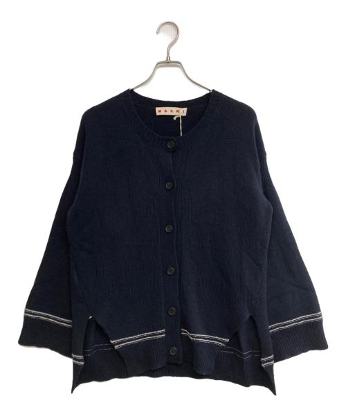 MARNI（マルニ）MARNI (マルニ) ロゴデザイン キモノスリーブカーディガン ネイビー サイズ:SIZE 38の古着・服飾アイテム