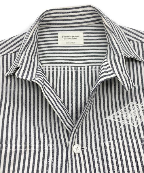 beautiful people（ビューティフルピープル）beautiful people (ビューティフルピープル) emb shirt blouson グレー×ホワイト サイズ:SIZE 38の古着・服飾アイテム