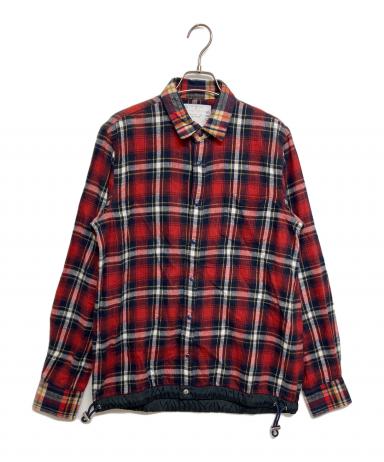 中古・古着通販】sacai (サカイ) 異素材切替ドッキングシャツ レッド