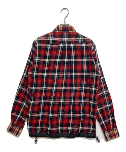 sacai（サカイ）sacai (サカイ) 異素材切替ドッキングシャツ レッド×ネイビー サイズ:SIZE1の古着・服飾アイテム