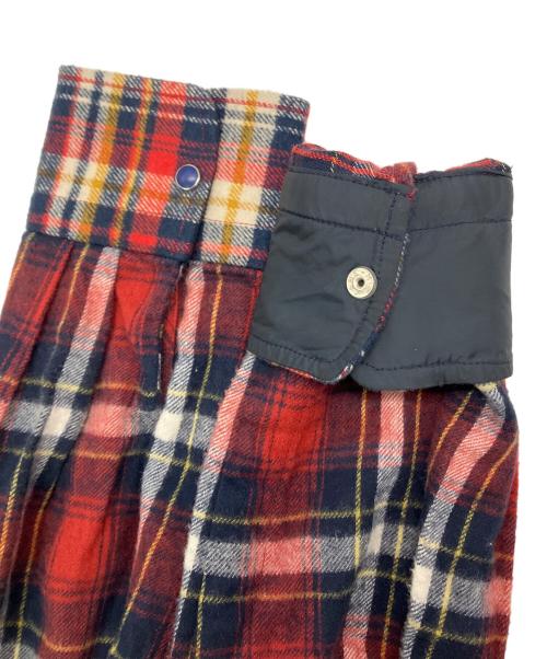 sacai（サカイ）sacai (サカイ) 異素材切替ドッキングシャツ レッド×ネイビー サイズ:SIZE1の古着・服飾アイテム