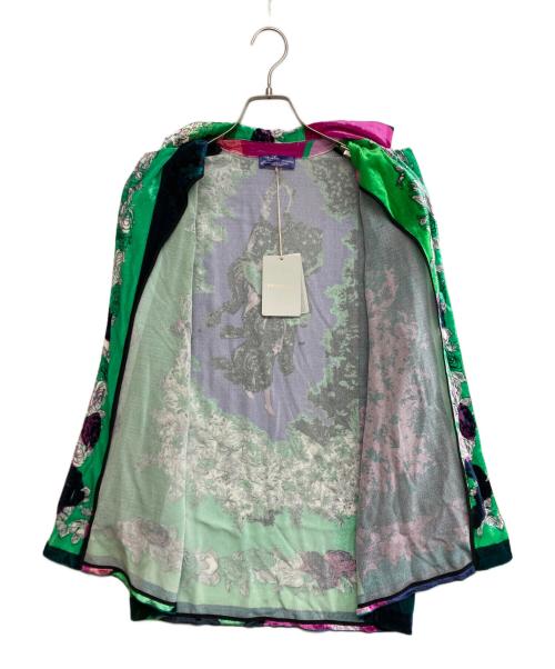 Emilio Pucci（エミリオ プッチ）Emilio Pucci (エミリオ プッチ) シルク混フラワープリントベルベットシャツ グリーン サイズ:SIZE 38の古着・服飾アイテム