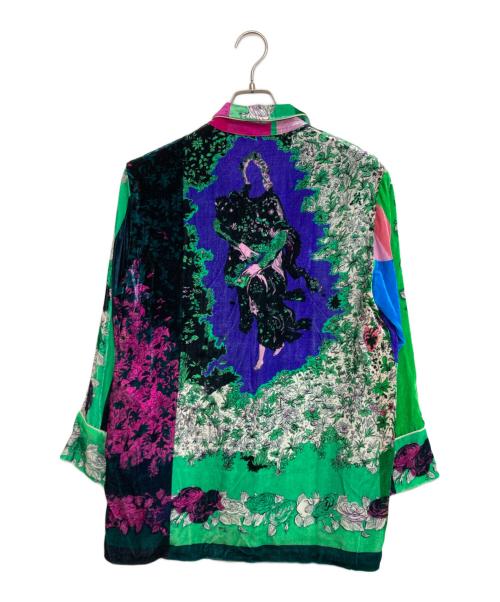 Emilio Pucci（エミリオ プッチ）Emilio Pucci (エミリオ プッチ) シルク混フラワープリントベルベットシャツ グリーン サイズ:SIZE 38の古着・服飾アイテム