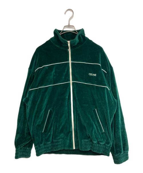 CELINE（セリーヌ）CELINE (セリーヌ) ベルベット ロゴ トラックジャケット グリーン サイズ:SIZE XLの古着・服飾アイテム