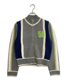 MAISON SPECIAL（メゾンスペシャル）の古着「Numbering High Neck Zip Knit Tops」｜グレー