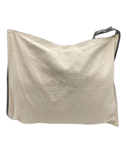 JIL SANDER（ジルサンダー）JIL SANDER (ジルサンダー) BELT HOBO キャンバスショルダーバッグ ブラック×ベージュの古着・服飾アイテム