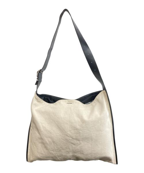 JIL SANDER（ジルサンダー）JIL SANDER (ジルサンダー) BELT HOBO キャンバスショルダーバッグ ブラック×ベージュの古着・服飾アイテム