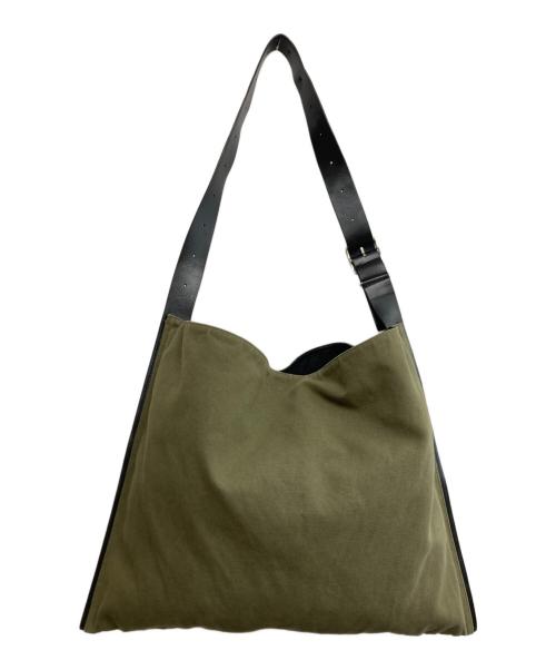JIL SANDER（ジルサンダー）JIL SANDER (ジルサンダー) BELT HOBO キャンバス ショルダーバッグ ブラック×カーキの古着・服飾アイテム