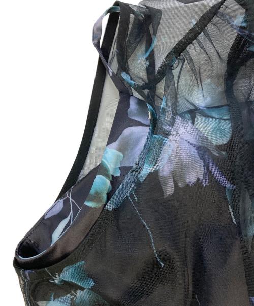FRAY ID（フレイ アイディー）FRAY ID (フレイ アイディー) シアーフラワープリーツワンピース ブラック サイズ:SIZE1の古着・服飾アイテム