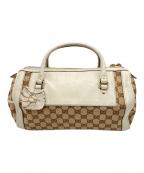 GUCCIグッチ）の古着「ミニボストンバッグ」｜ベージュ×ホワイト