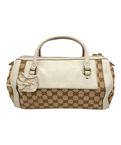 GUCCI（グッチ）GUCCI (グッチ) ミニボストンバッグ ベージュ×ホワイトの古着・服飾アイテム
