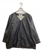 digawelディガウェル）の古着「V neck P/O フェイクレザーVネックプルオーバー」｜ブラック