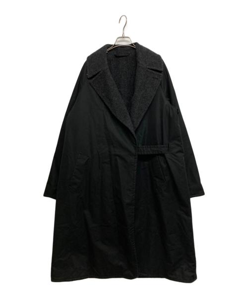 COMOLI（コモリ）COMOLI (コモリ) ウールナッピングタイロッケンコート ブラック×グレー サイズ:SIZE 34の古着・服飾アイテム