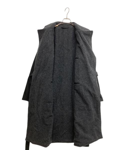 COMOLI（コモリ）COMOLI (コモリ) ウールナッピングタイロッケンコート ブラック×グレー サイズ:SIZE 34の古着・服飾アイテム