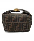 FENDIフェンディ）の古着「ズッカ柄バニティバッグ」｜ブラック×ブラウン