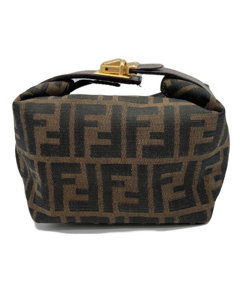 FENDI（フェンディ）FENDI (フェンディ) ズッカ柄バニティバッグ ブラック×ブラウンの古着・服飾アイテム