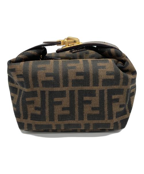 FENDI（フェンディ）FENDI (フェンディ) ズッカ柄バニティバッグ ブラック×ブラウンの古着・服飾アイテム