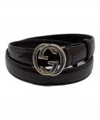 GUCCIグッチ）の古着「GGインターロッキングレザーベルト」
