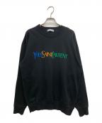 Yves Saint Laurentイヴサンローラン）の古着「ロゴ刺繍スウェット」｜ブラック