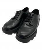 PRADAプラダ）の古着「ロックサンド ブラッシュドロイスレザー レースアップシューズ」｜ブラック