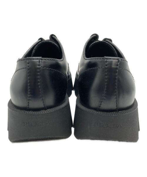 PRADA（プラダ）PRADA (プラダ) ロックサンド ブラッシュドロイスレザー レースアップシューズ ブラック サイズ:SIZE 7 1/2の古着・服飾アイテム