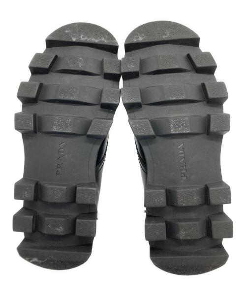 PRADA（プラダ）PRADA (プラダ) ロックサンド ブラッシュドロイスレザー レースアップシューズ ブラック サイズ:SIZE 7 1/2の古着・服飾アイテム