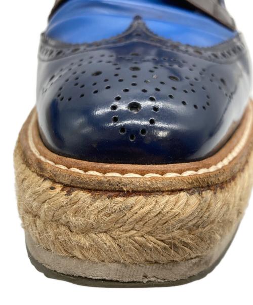PRADA（プラダ）PRADA (プラダ) エスパドリーユ ウィングチップ ドレスシューズ ブラウン×ブルー サイズ:SIZE 7の古着・服飾アイテム