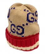 GUCCIグッチ）の古着「GGコットンニットキャップ」｜レッド×ベージュ