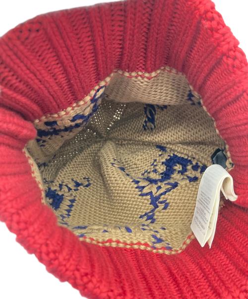 GUCCI（グッチ）GUCCI (グッチ) GGコットンニットキャップ レッド×ベージュの古着・服飾アイテム