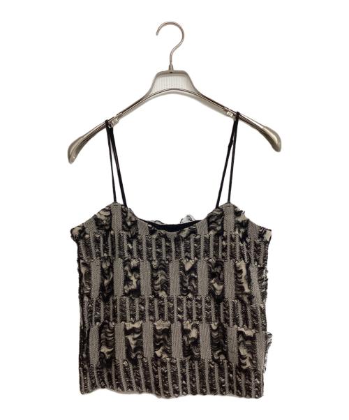 Ameri（アメリ）Ameri (アメリ) Vintage/MANY WAY JACQUARD SHORT KNIT TOP ベージュ×ブラック サイズ:SIZE Mの古着・服飾アイテム