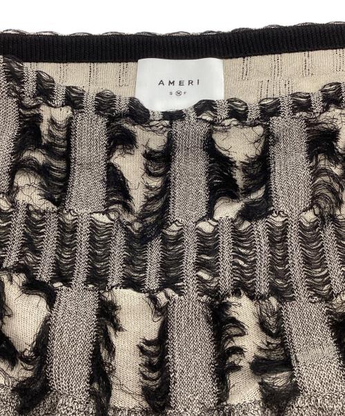 Ameri（アメリ）Ameri (アメリ) Vintage/MANY WAY JACQUARD SHORT KNIT TOP ベージュ×ブラック サイズ:SIZE Mの古着・服飾アイテム