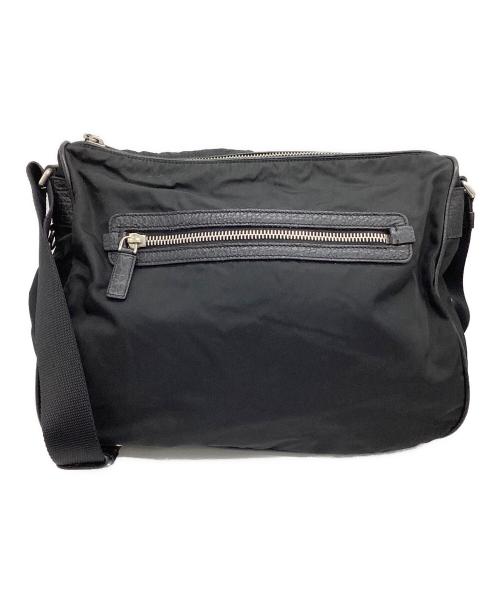 PRADA（プラダ）PRADA (プラダ) トライアングルロゴナイロンショルダーバッグ ブラックの古着・服飾アイテム