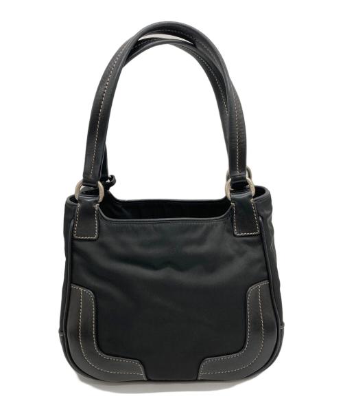 PRADA（プラダ）PRADA (プラダ) レザーナイロンコンビスタッズタッセルハンドバッグ ブラックの古着・服飾アイテム