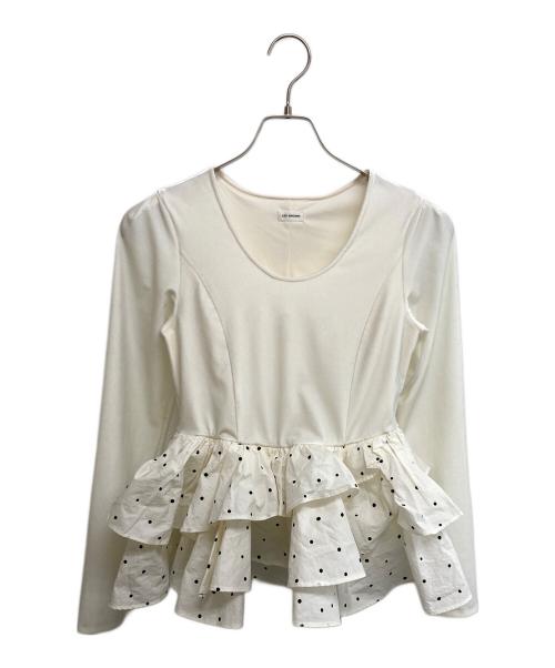 Lily Brown（リリーブラウン）Lily Brown (リリーブラウン) ベロアペプラムフリルトップス ホワイト サイズ:SIZE Freeの古着・服飾アイテム