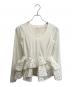 Lily Brown（リリーブラウン）の古着「ベロアペプラムフリルトップス」｜ホワイト