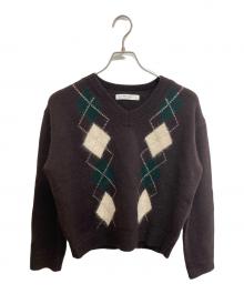 HER LIP TO（ハーリップトゥ）の古着「H Logo Argyle Knit Pullover」｜ブラウン